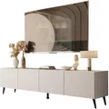 TV-LOWBOARD COLGANTE 200 cm Kaschmir auf Schwarz Beinen