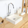 30 cm Stein-Waschbecken Marmor PERHAU creme Natur-Steinwaschbecken WOHNFREUDEN