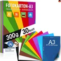 30 Blatt BUNTES PAPIER DIN A3-300g/m² Fotokarton Set 10 Farben - Bastelpapier &
