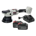 Dino KRAFTPAKET 15mm-18V Bürstenlose Akku Exzenter Poliermaschine für Auto mit 125mm Stützteller im Set mit 2 x 4Ah Akku und Ladegerät, Motor bürstenlos (Brushless Akkupoliermaschine)