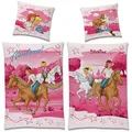 Bibi und Tina Kinder Wende-Bettwäsche Abenteuer m. YKK Reißverschluss 135 x 200 + 80 x 80 cm 100% Baumwolle Linon / Renforcé - Blocksberg Martin Pferde-Bettwäsche Amadeus Sabrina Deutsche Größe 19R