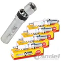 4 NGK ZÜNDKERZEN + BGS GELENKEINSATZ NUSS 14mm passend für BMW E81 E90 E60 N43