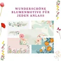 A6 Designpapier Blumen 75 Motive 220g/m² Handlettering Kurs DIN A6