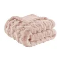 Madison Park Luxuriöser Überwurf, gerüscht, weich, gemütlich, gebürstet, langes Kunstfell, für Bett, Couch oder Sofa, 127 x 152,4 cm, Blush