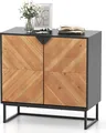COSTWAY Buffet-Schrank mit Stauraum, Sideboard-Schrank mit Türen und Regal, Konsolentisch mit Metallbeinen, Moderner Akzent-Schrank Schwarz