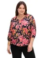 Sheego Damen Große Größen Tunika mit Blumendruck und Saum-Gummibund Citywear feminin V-Ausschnitt -