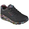 Skechers UNO-LOVING LOVE Wedgesneaker Freizeitschuh, Halbschuh, Schnürschuh mit coolem Graffiti-Print bunt|schwarz 39 EU
