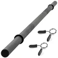 MAXXIVA® Langhantelstange - 120/140/160/180 cm, 30mm, bis 300kg, Stahl, Chrom, Federverschluss - Langhantel, Hantelstange, Langhantel-Stange, Bankdrücken (Schwarz, 140 cm)