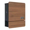 SCHARTEC Briefkasten SPB-5 Holz Design dunkel mit Zeitungsfach modern & groß Wandbriefkasten Postkasten