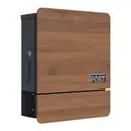 SCHARTEC® Briefkasten Holz dunkel mit Zeitungsfach Wandbriefkasten Postkasten
