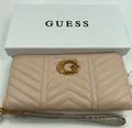Guess Damen Portemonnaie Groß Geldbörse Geldetui Neu Geldbeutel Beige gesteppt