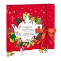 ETS - Premium Tee Adventskalender mit Schleife "Red Christmas", 25 BIO Tee in Teepyramiden, Früchtetee, Kräutertee, Wintertee
