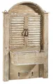Kobolo Deko-Fensterladen - Holz - braun - Schublade zum Bepflanzen - 44x14x76
