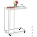 Relaxdays Beistelltisch Stahl MDF Weiß Rollbar 79 cm x 60 cm x 30 cm 4,5 kg