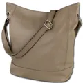 Toscanto Damen Schultertasche Shopper Leder Tasche taupe beige OTT159SC