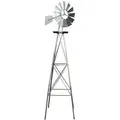 Wiltec Windrad Mit 245 Cm Höhe, Windmühle In Silberfarben, Windspiel Im Us-design, Gartendeko Mit Kugelgelagertem Texasrad, Rankhilfe Für Garten