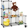 Relaxdays Regalsystem, Schwarz, Metall, Kunststoff, 96x96x32 cm, Freizeit, Heimwerken, Werkstatt
