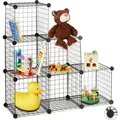 Regalsystem Drahtgitter, 6 Fächer, Offenes Steckregal, Verschiedene Größen, Diy Stufenregal Würfel, Schwarz - Relaxdays