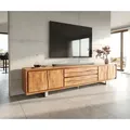 DELIFE Lowboard Live-Edge 300 cm Akazie Natur 4 Türen 2 Schübe - Hellbraun/Silber/Braun