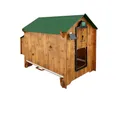 Hühnerstall für den Garten für 6 Hühner Polly Classic L aus Laminat hpl milbendicht rot mit Abnehmbarer Schublade 2 Sitzstangen 2 Nester + automatische Tür Auto-Defender