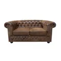 invicta INTERIOR riess-Ambiente Chesterfield 2-Sitzer Sofa 150cm antik braun Microfaser Federkern Knopfheftung 2er Sofa Couch kleines Sofa Loungesofa Wohnzimmer Sitzgelegenheit