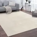 Waschbarer Teppich Wohnzimmer Kurzflor Einfarbiger Moderner Stil Weich Creme Grösse 160x220 cm - Beige