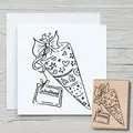 NEWSTAMPS Stempel Schultüte Motivstempel aus Holz & Gummi zum Karten und Geschenke basteln, Holzstempel für Scrapbook, Textilstempel, Deko, Freunde