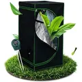 Melko Gewächshaus Gewächshaus Growbox Pflanzenzelt Zuchtzelt für Indoor & Outdoor, Stück, inkl. 3 in 1 Feuchtigkeitsmessgerät für Pflanzen schwarz 60 cm x 180 cm x 60 cm