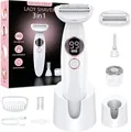 Rasierer Damen,3-In-1 Intimrasierer für Frauen,Gesichtshaarentferner für Frauen,Damenrasierer Elektrisch Nass-Trockenrasierer Ipx7 Wasserdicht Trimmer Damen,für Bikinizone Achseln Beine,USB-Aufladung