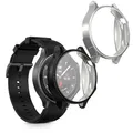 kwmobile 2X Schutzhülle kompatibel mit OnePlus Watch 2 / Oppo Watch X Hülle - Fullbody Cover Set aus Silikon - Schwarz Silber
