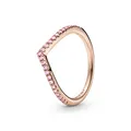 PANDORA Timeless Wishbone Funkelnder Rosafarbener Ring aus 14 Karat Rosévergoldeter Metalllegierung mit Cubic Zirkonia, Größe: 56, 186316C02-56