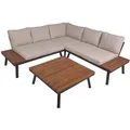 Garden Pleasure Garten-Essgruppe, Lounge-Set THERESA 4tlg. Akazie beige Sitzgruppe Lounge Möbel Garnitur grau