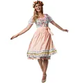 dressforfun Dirndl Damen Midi, Trachtenrock Trachtenkleid mit Schürze, Dirndlkleid mit Blumenmuster, Rüschen und Spitze, Trachtenmode Damen für Oktoberfest, mit Dirndl Bluse kombinierbar, türkis/rosa