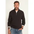 JP1880 Rundhalspullover Stricktroyer FLEXNAMIC® Wollmix Stehkragen Zipper braun|grau 4XL