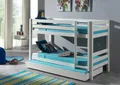 Etagenbett "Pino", (Made in Europe), optional mit Bettschublade, weiß + Kiefer massiv weiß lackiert Mit Bettschublade