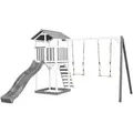 Spielturm, Grau, Weiß, Holz, Kunststoff, 356.6x241.9x349 cm, EN 71, CE, FSC 100%, Outdoor Spielzeug, Spieltürme