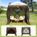 VEVOR Pop-Up-Pavillonzelt, Pop-Up-Zelt mit 4-seitigem Baldachin, Sonnenschutz mit 4 abnehmbaren Sichtschutz-Windtüchern und Netzfenstern, 6 x 6 Fu_