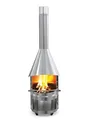 asado® Garten-Grillkamin | Fuego ES | Ø70 x (H) 226 cm | Edelstahl | Silber | Edelstahl Grillrost Ø 46cm | Feuerstelle | Terrassenofen | Garten | Ofen | Design
