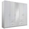 Mid.you Drehtürenschrank Wimex Freiburg, Weiß, Kunststoff, 3 Fächer, 4 Schubladen, 225x210x58 cm, in verschiedenen Größen erhältlich, Holzdekoren erhältlich, Schlafzimmer, Kleiderschränke, Drehtürenschränke
