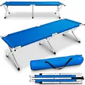 TRESKO XXL Campingbett Feldbett 190 x 64 x 44 cm Metallrohr - Belastbarkeit bis 150kg (Blau, 190 x 64 x 44 cm)
