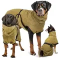 Rudelkönig Hundebademantel aus 100% Baumwolle, Saugstarker Hundebademantel, Hunde Bademantel, Kuscheliges Hundehandtuch grün M