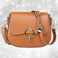 Florence Damen Umhängetasche Satteltasche Leder hellbraun OTF843N3