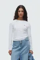 Langarmshirt "ESSENTIAL HM LS TEE", mit Logo Stickerei, Gr. XL (42), WHITE