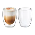 Relaxdays Latte Macchiato Gläser, 2er Set, doppelwandiges Glas, 350 ml, spülmaschinenfest, Kaffeegläser, transparent