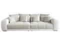 Big Sofa XXL B306/T134/H86 cm, Lounge Couch mit hochwertiger Federkernpolsterung, viele Kissen, Liegefläche 120x240 cm, Korpus Kunstleder Weiß und Bezug Strukturstoff Grau Beige / 15113