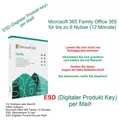 Microsoft Office 365 Family  (Download) - 12 Monate Laufzeit - WIN & MAC - ESD