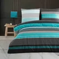 Buymax® Renforce Bettwäsche 200x200 cm aus 100% Baumwolle 3 teilig mit Reissverschluss (1x Bettbezug, 2x Kopfkissenbezug 80x80 cm), Deckenbezug Set - Schwarz/Türkis