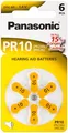 Panasonic V10 / PR70 (PR10) Batterie 6 Stück Blister Zink-Luft Hörgeräte