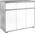 Kommode - Betondekor - Weiß matt - B 118 cm - 3 Schubladen