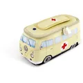 VW Collection by BRISA Kulturbeutel Volkswagen Neopren Schminktasche, Reisebeutel, funktionale Kosmetiktasche im Rettungswagen Design, 23x11x8 cm beige